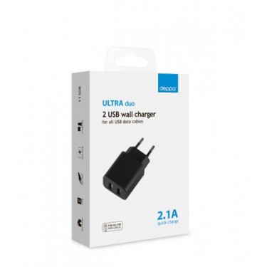 Зарядное устройство Deppa Ultra 2 USB 2.1А (Черный)