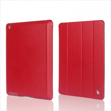 Чехол JisonCase Leather для iPad 3 и iPad 4 (Красный)